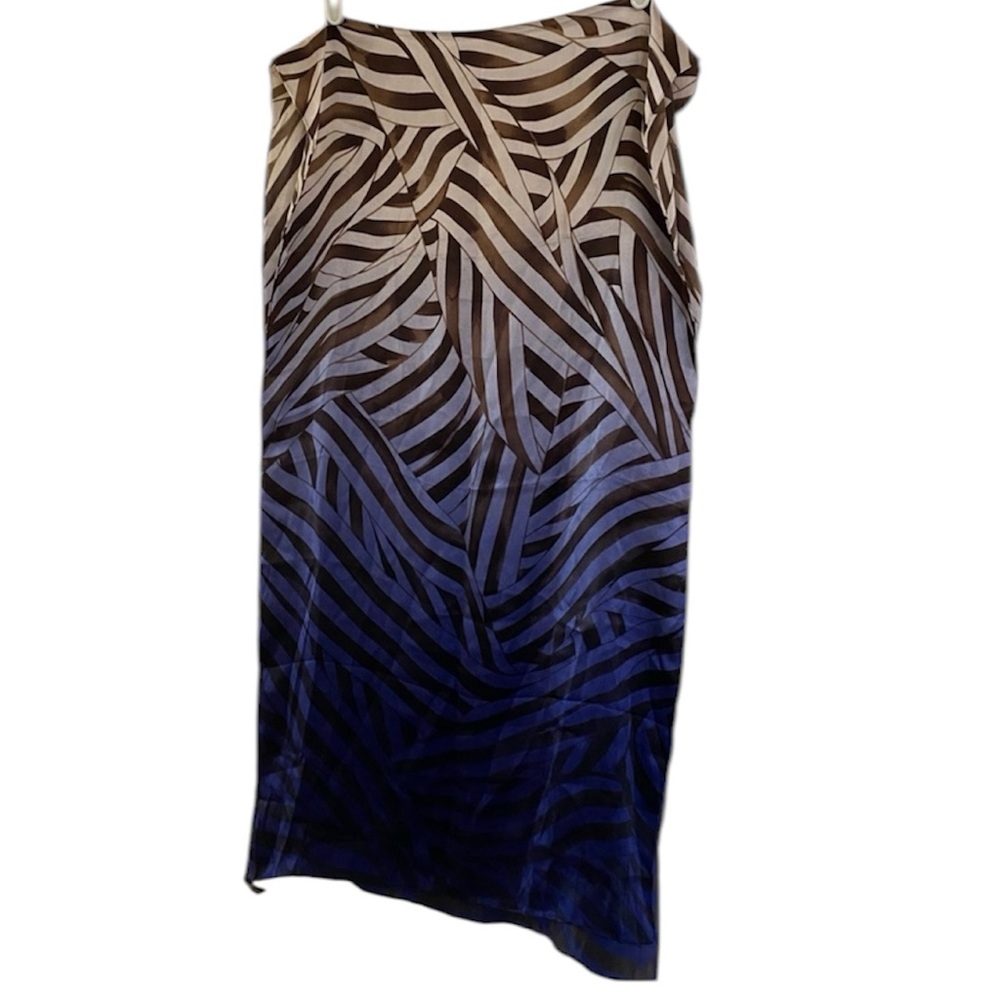 🇺🇸Henri Bendel 100% Silk Scarf. Multi Color Ranging Royal Blue/Navy to Brown
